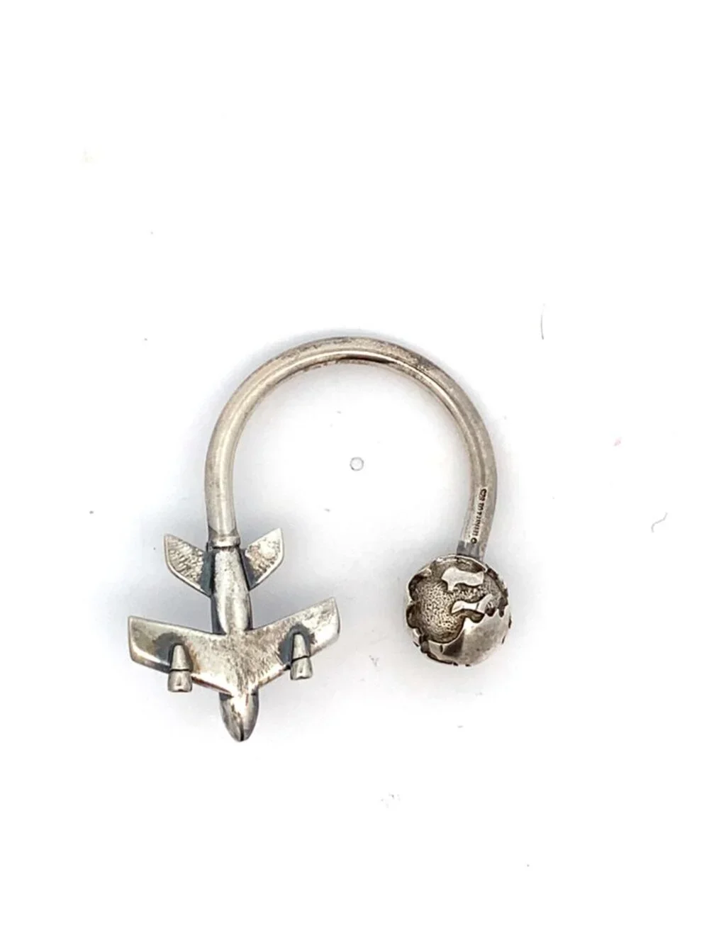 Tiffany & Co Sterling Airplane and Globe Key Ring